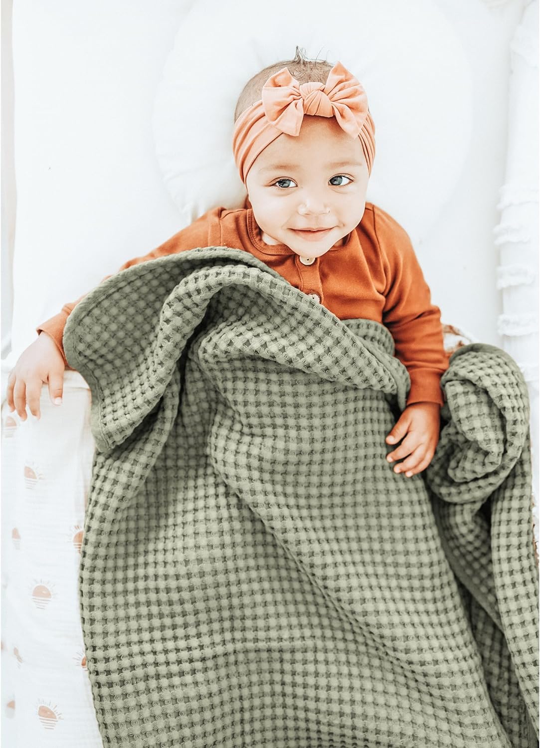 Konssy Waffle Baby Blankets, Nursery Blankets for Boys Girls, Swaddle Blankets Neutral Soft Lightweight Toddler and Kids Throw Blankets(Blush Pink)