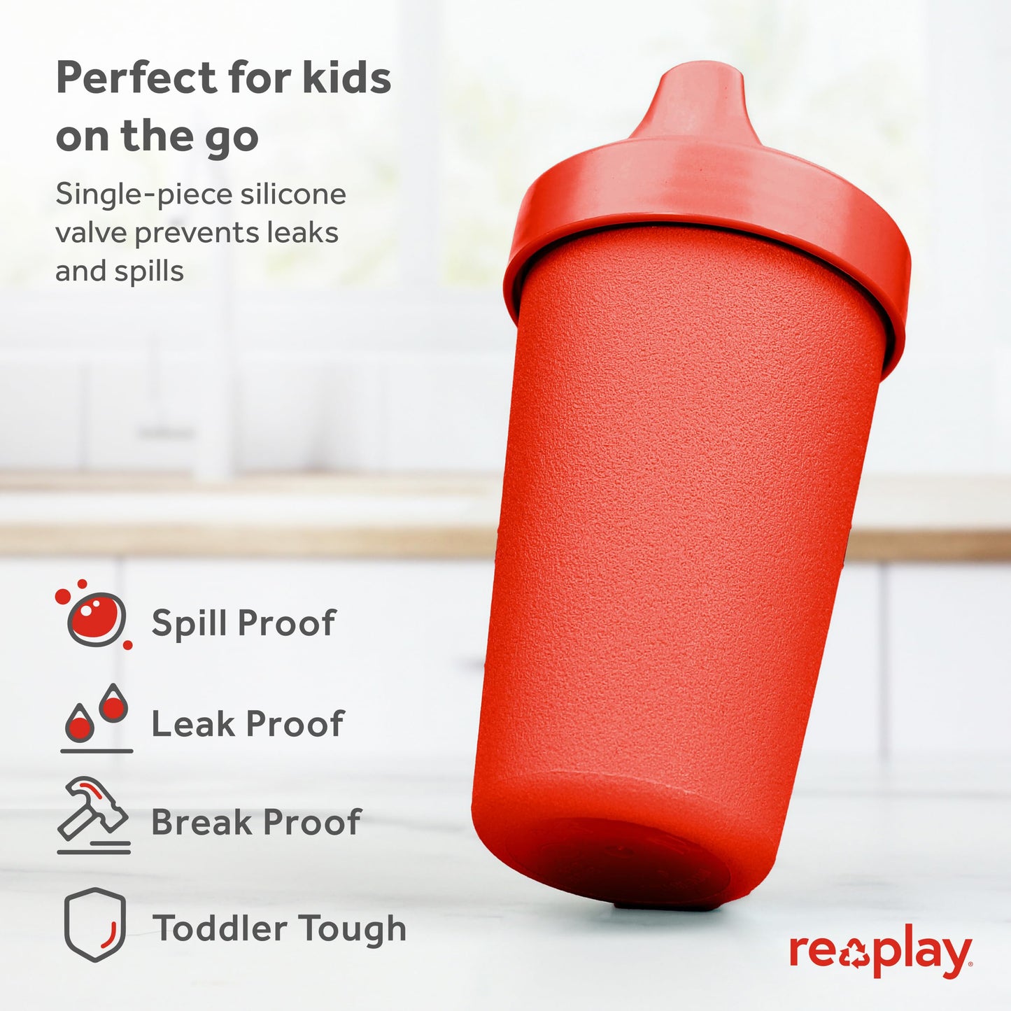 Re Play Made in USA 10 Oz. Sippy Cups for Toddlers (4-pack) Spill Proof Sippy Cup for 1+ Year Old - Dishwasher/Microwave Safe - Hard Spout Kids Cups with Lid 3.13" x 6.25" (Modern Mint)