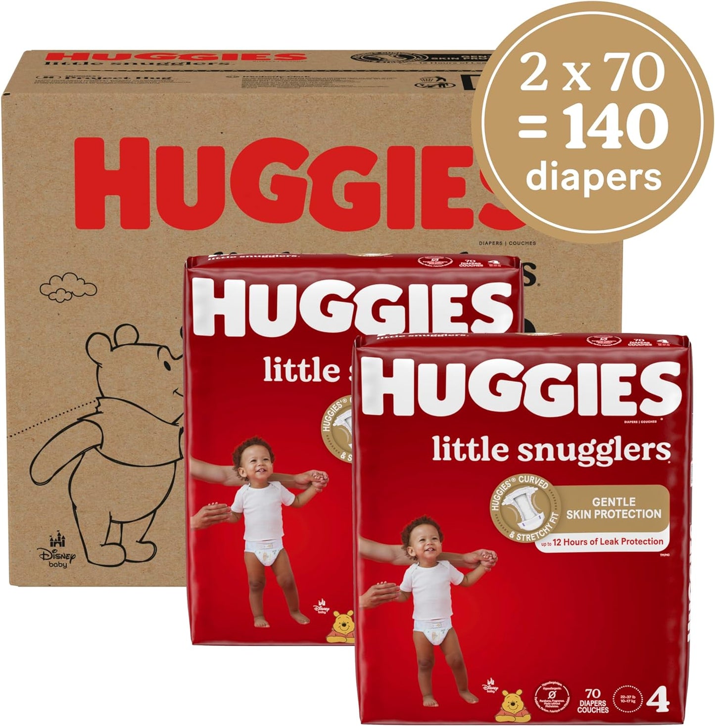 Huggies Newborn Diapers, Little Snugglers Baby Diapers, Size Newborn (up to 10 lbs), 128 Count