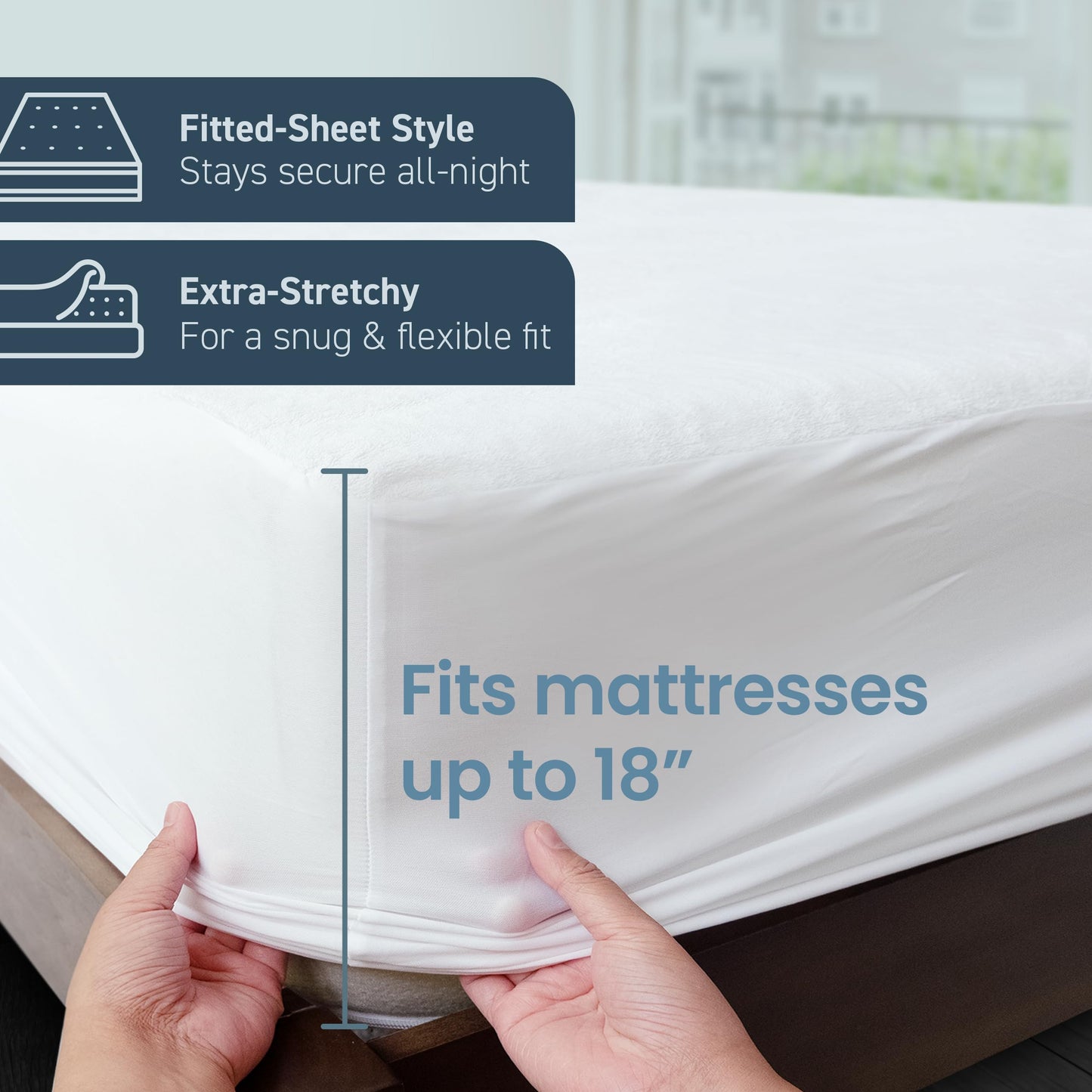 SafeRest 100% Waterproof Twin Size Mattress Protector - Fitted with Stretchable Pockets - Machine Washable Cotton Mattress Cover for Bed - Perfect Bedding Airbnb Essentials for Hosts