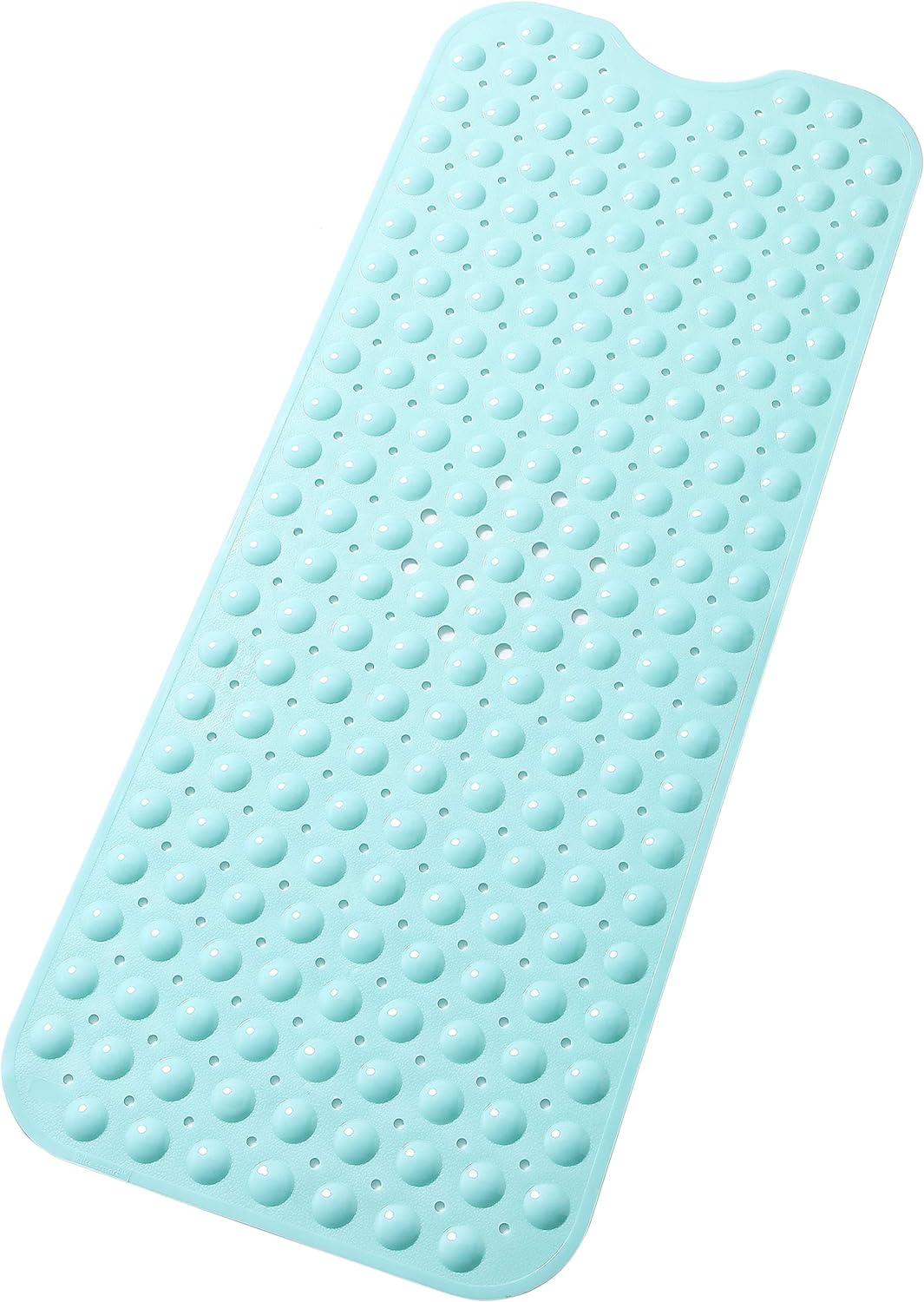 TIKE SMART Extra-Long Non-Slip Bathtub & Shower Mat 39”x16” (Smooth/Non-Textured Tubs Only) Safe, Clean, Machine-Washable, Superior Grip&Drainage, Vinyl, Opaque Aqua/Blue-Green