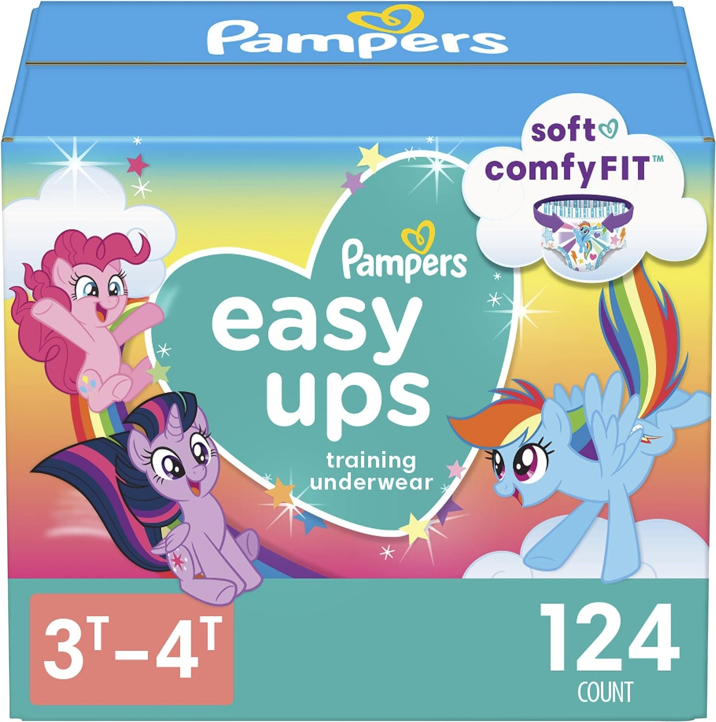 Pampers Easy Ups Girls & Boys Potty Training Pants - Size 3T-4T, 124 Count, My Little Pony Training Underwear