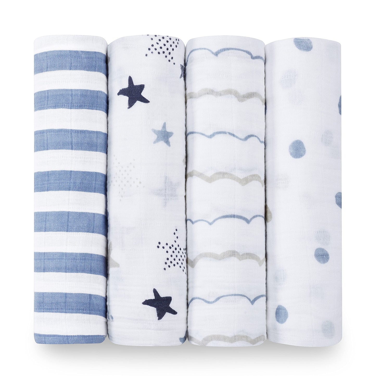 aden + anais Swaddle Blanket, Boutique Muslin Blankets for Girls & Boys, Baby Receiving Swaddles, Ideal Newborn & Infant Swaddling Set, Perfect Shower Gifts, 4 Pack, Sunrise