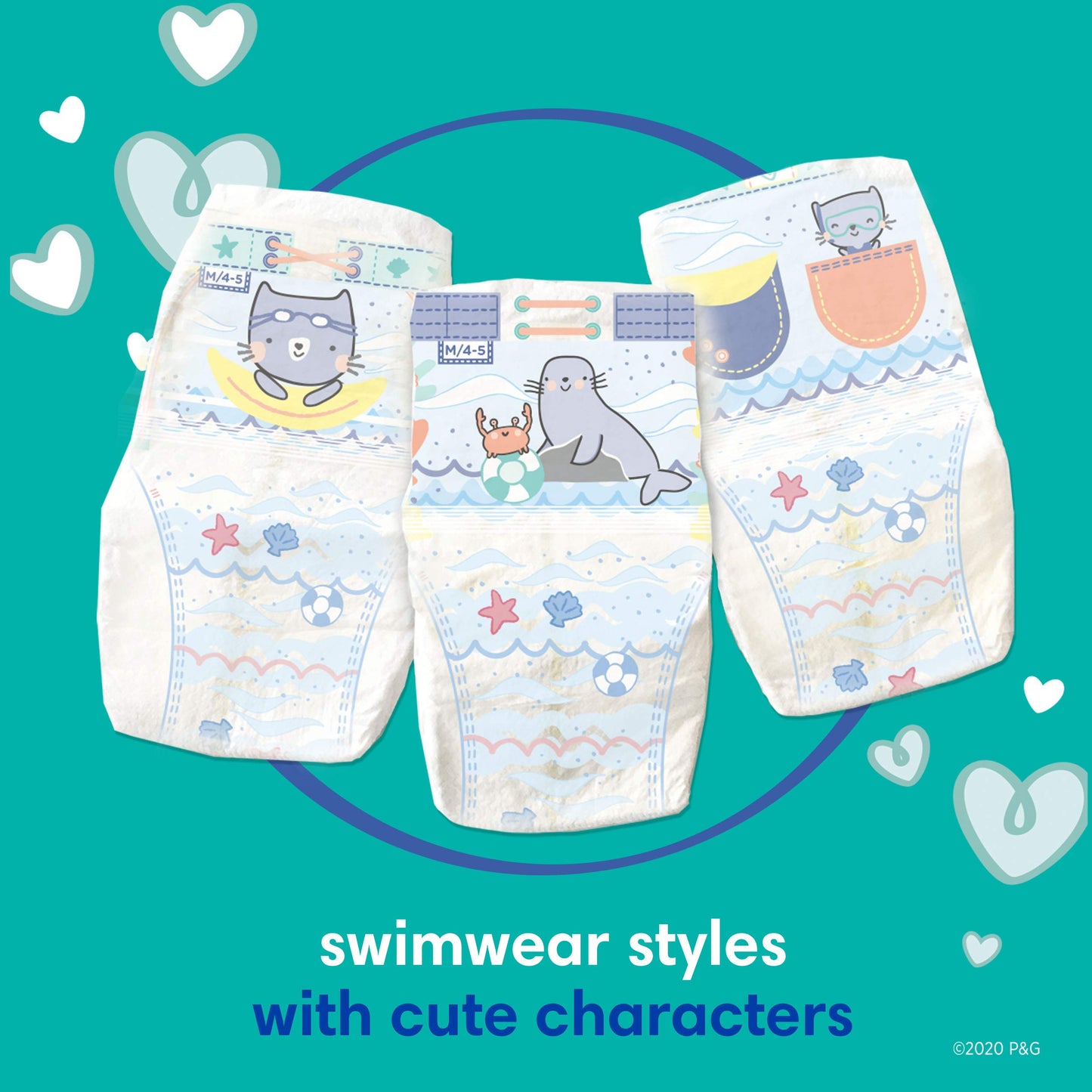 Pampers Splashers Swim Diapers - Size M, 18 Count, Gap-Free Disposable Baby Swim Pants