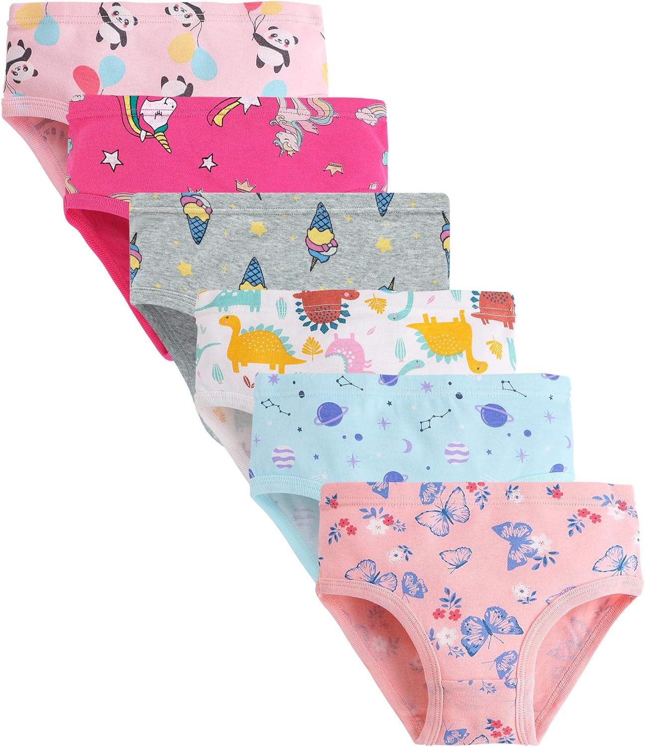 Finihen Toddler Girls Cotton Underwear Cute Print Briefs Little girls Panties Soft Multipacks