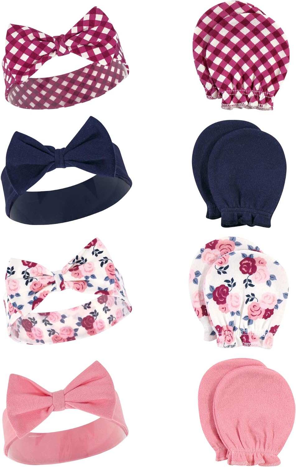 Hudson Baby Baby Girls' Cotton Headband and Scratch Mitten Set