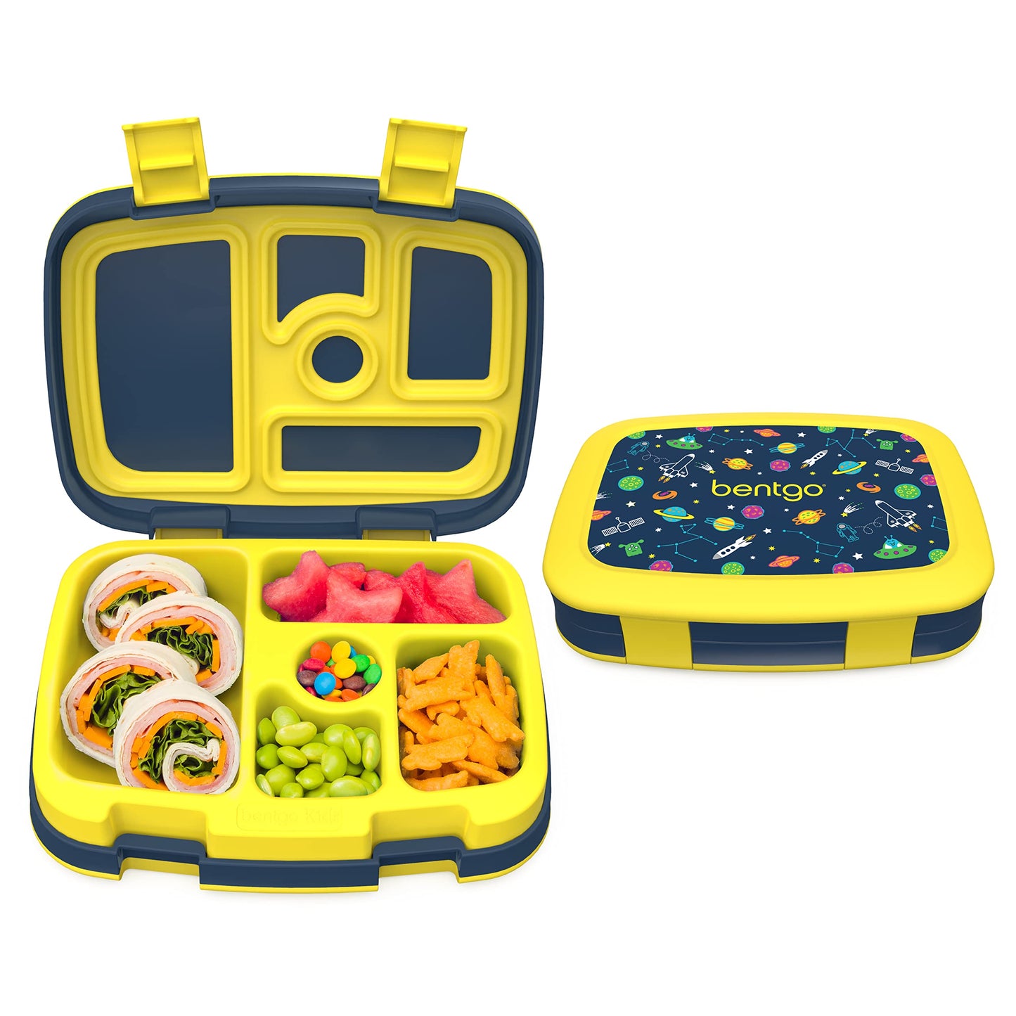 Bentgo® Kids Prints Leak-Proof, 5-Compartment Bento-Style Kids Lunch Box - Ideal Portion Sizes for Ages 3 to 7 - BPA-Free, Dishwasher Safe, Food-Safe Materials - 2023 Collection (Friendly Skies)…