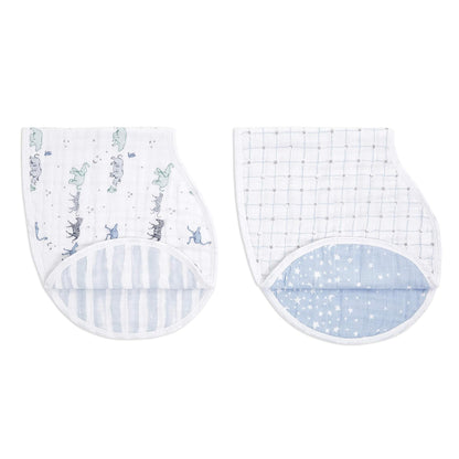 aden + anais Burpy Bib, 100% Cotton Muslin, Soft Absorbent 4 Layers, Multi-Use Burp Cloth and Bib, 22.5" X 11", 2 Pack, Trail Bloom Llamas