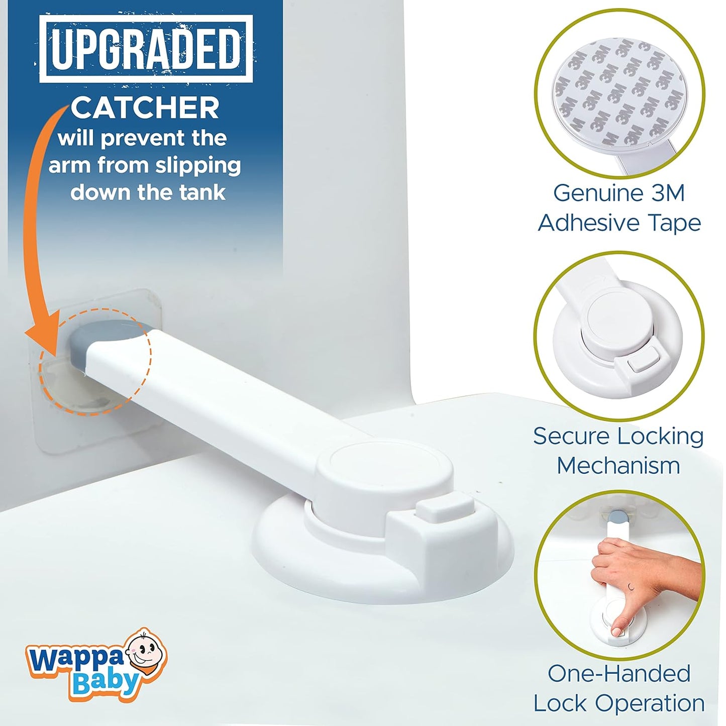 Toilet Lock Child Safety - Ideal Baby Proof Toilet Seat Lock with 3M Adhesive | Easy Installation, No Tools Needed | Fits Most Toilet Seats - White (1 Pack)