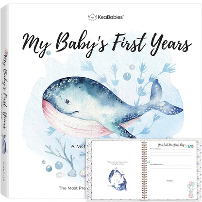 First 5 Years Baby Memory Book Journal - 90 Pages Hardcover First Year Keepsake Milestone Baby Book For Boys, Girls - Baby Scrapbook - Baby Album And Memory Book (SeaWorld)