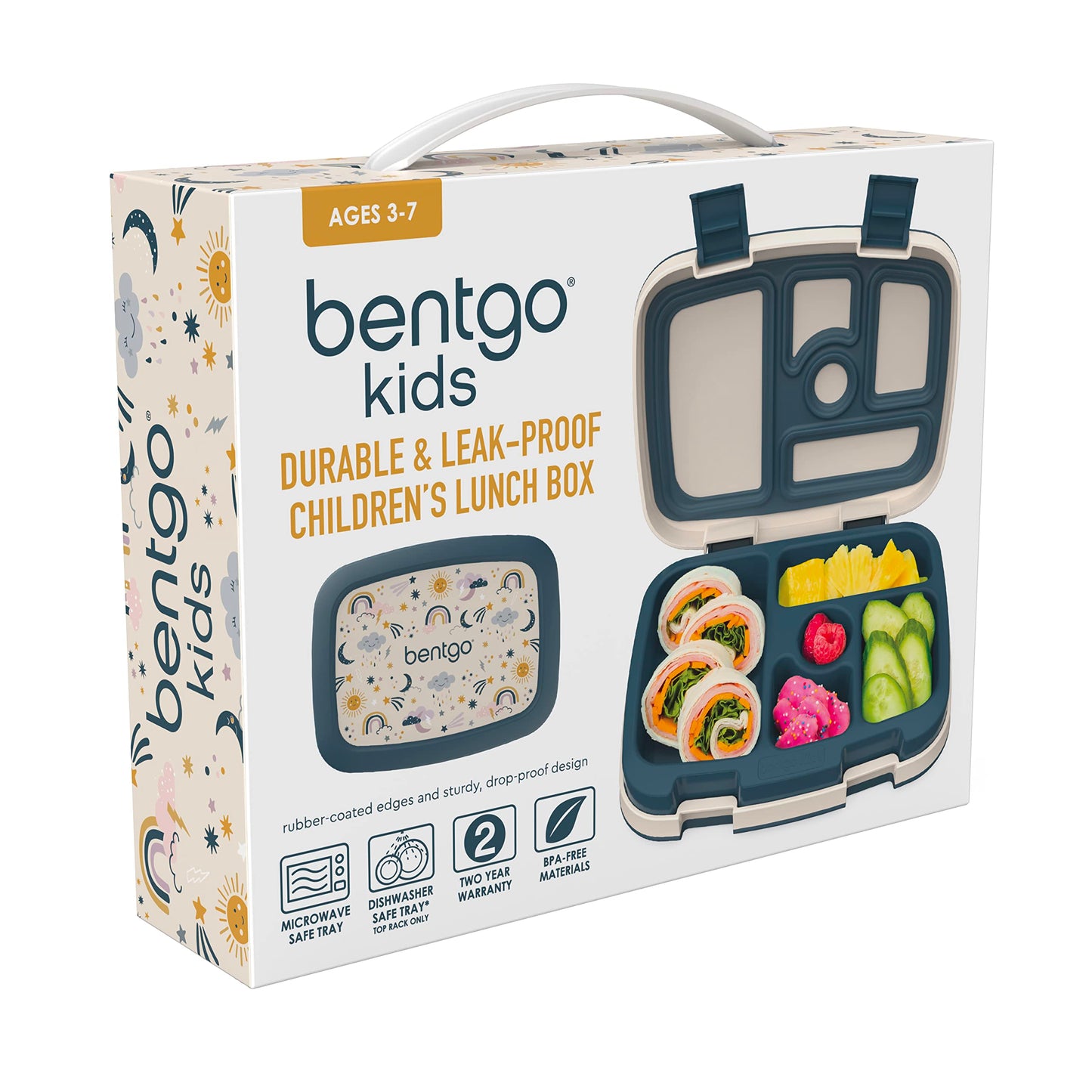 Bentgo® Kids Prints Leak-Proof, 5-Compartment Bento-Style Kids Lunch Box - Ideal Portion Sizes for Ages 3 to 7 - BPA-Free, Dishwasher Safe, Food-Safe Materials - 2023 Collection (Friendly Skies)…