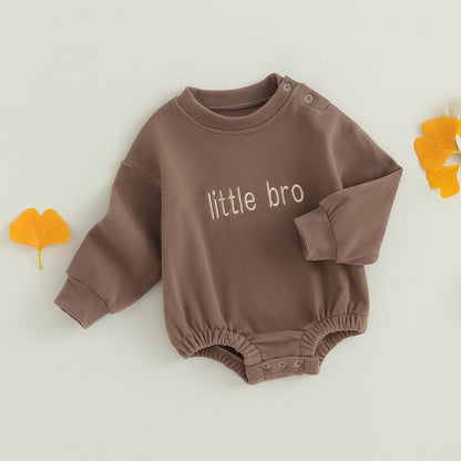 VISGOGO Baby Boy Girls Oversized Sweatshirt Romper Long Sleeve Little Dude Sweater Onesie Top Embroidery Clothes