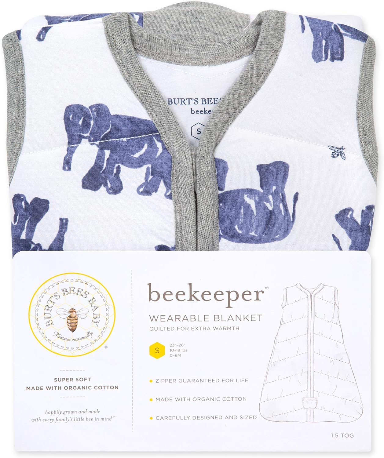 Burt's Bees Baby Unisex-Baby Beekeeper Wearable Blanket, 100% Organic Cotton, Swaddle Transition Sleeping Bag