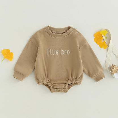 VISGOGO Baby Boy Girls Oversized Sweatshirt Romper Long Sleeve Little Dude Sweater Onesie Top Embroidery Clothes