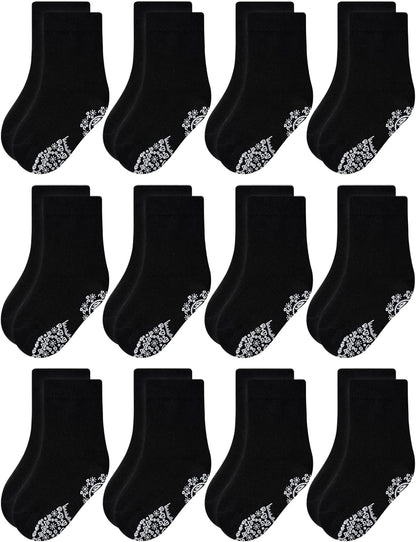 RATIVE Non Skid Anti Slip Crew Socks With Grips For Baby Infant Toddlers Kids Boys