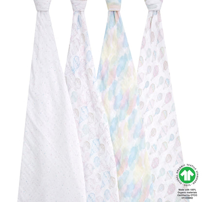 aden + anais Swaddle Blanket, Boutique Muslin Blankets for Girls & Boys, Baby Receiving Swaddles, Ideal Newborn & Infant Swaddling Set, Perfect Shower Gifts, 4 Pack, Sunrise