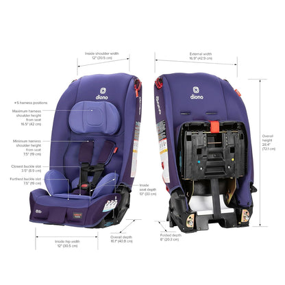 Diono Radian 3R, 3-in-1 Convertible Car Seat, Rear Facing & Forward Facing, 10 Years 1 Car Seat, Slim Fit 3 Across, Jet Black