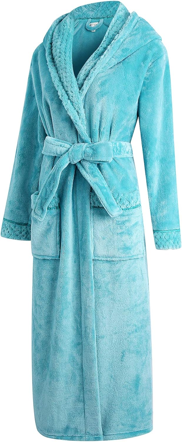 Richie House Women's Plush Soft Warm Fleece Bathrobe Robe RH1591