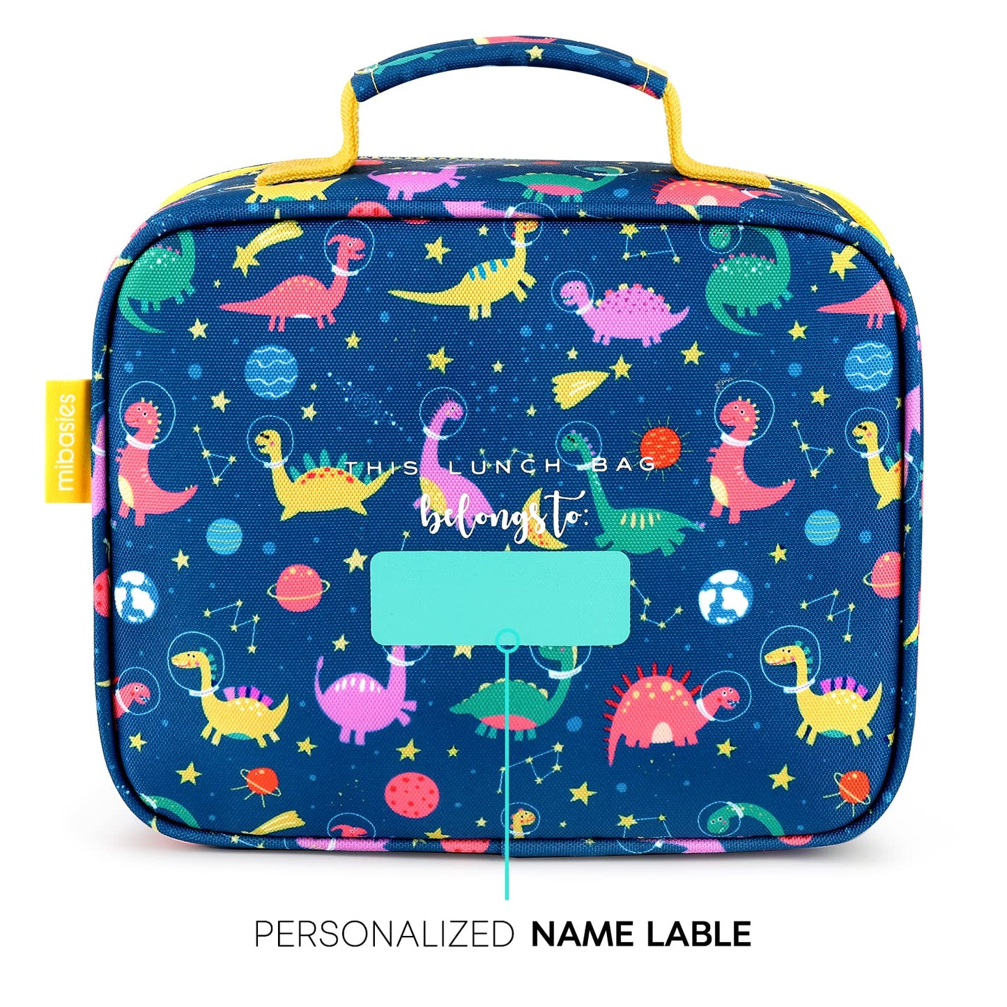 mibasies Kids Lunch Bag for Boys Toddler Insulated Lunch Box for School Travel, Dinosaur Planet