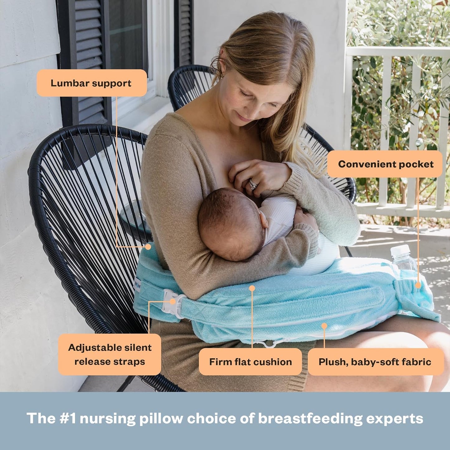 My Brest Friend Deluxe Nursing Pillow for Breastfeeding & Bottle Feeding, Enhanced Posture Support, Double Straps & Removable Extra Soft Slipcover, Evening Grey