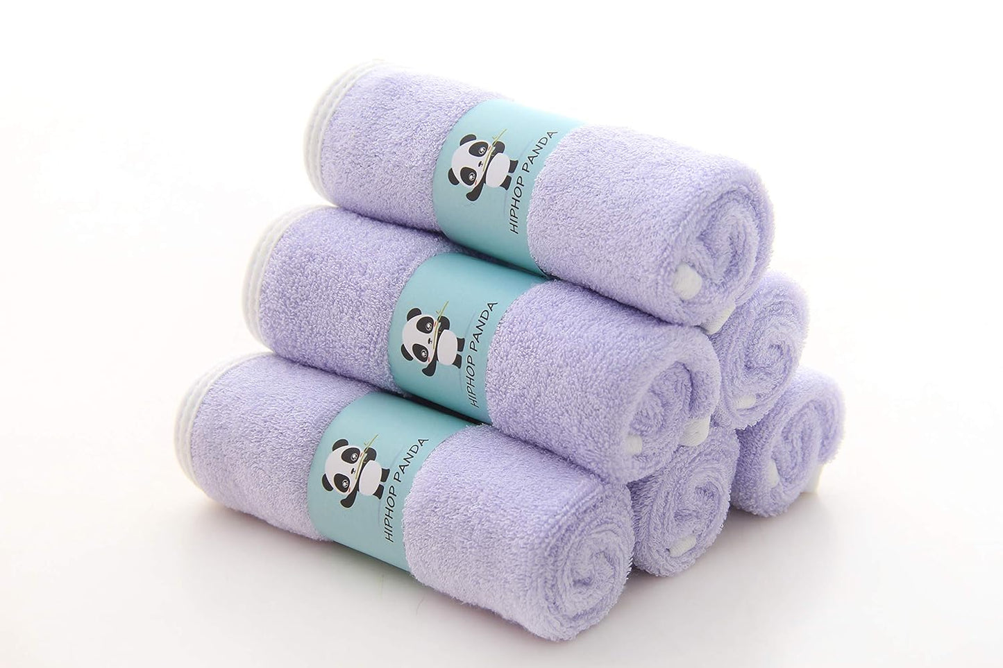 HIPHOP PANDA Baby Wash Clothes, Rayon Made from Bamboo - 2 Layer Ultra Soft Absorbent Washcloths for Boy - Newborn Face Towel - Makeup Remove Washcloths for Delicate Skin - (Gray, 6 Pack)