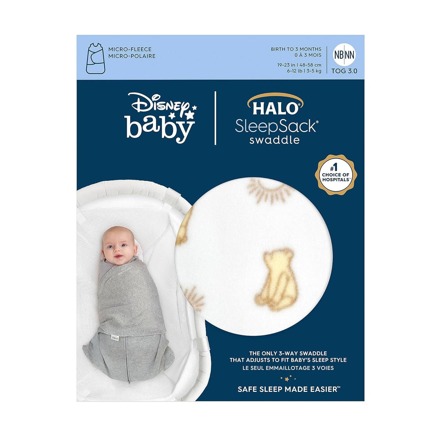 HALO Sleepsack Swaddle, 3-Way Adjustable Wearable Blanket, TOG 3.0, Velboa Plush Dots, Cream, Newborn, 0-3 Months