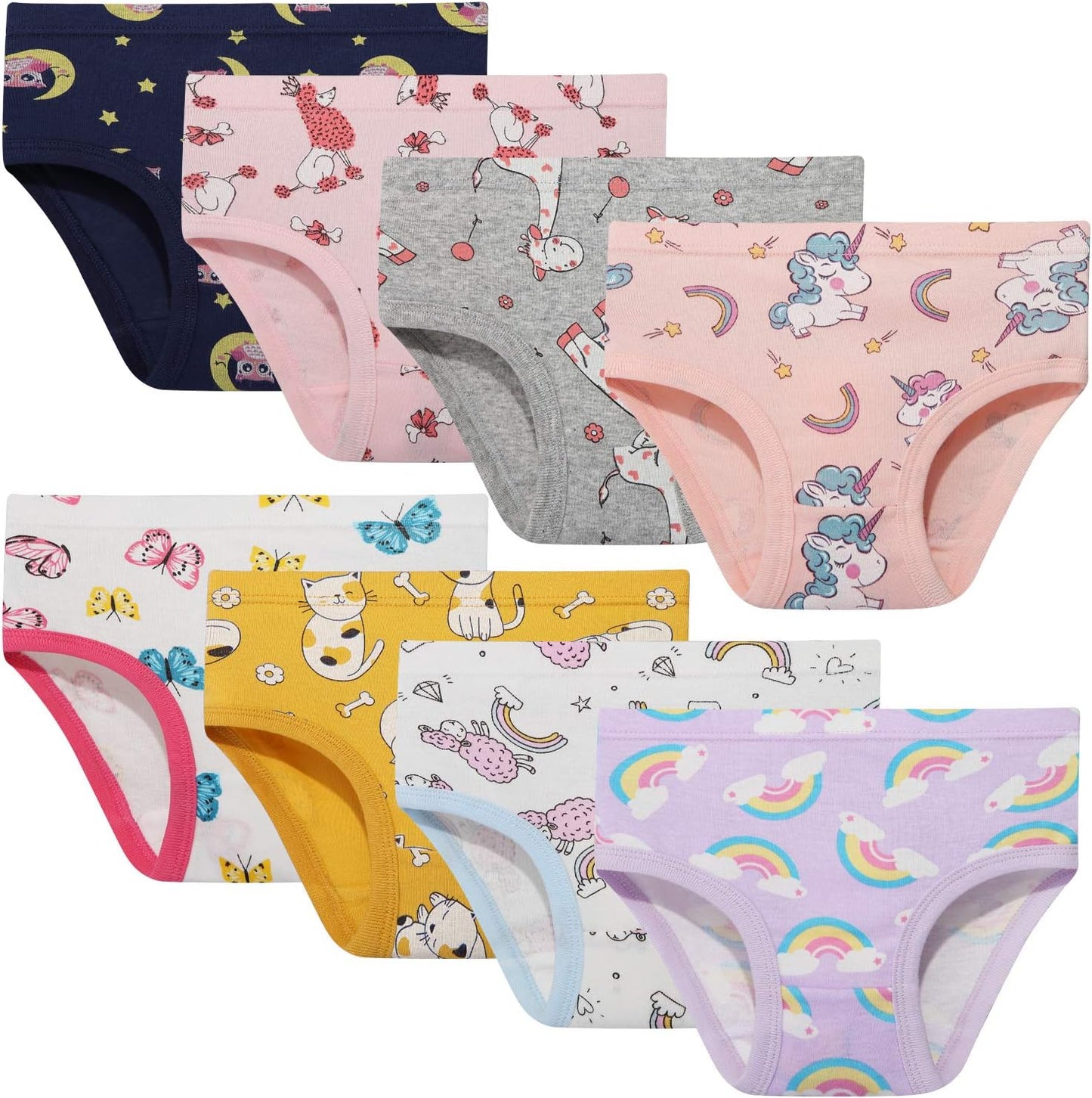 NEIYISHE Girls' Cotton Brief Breathable Toddler Panties Kids Assorted Underwears 6-8 pieces