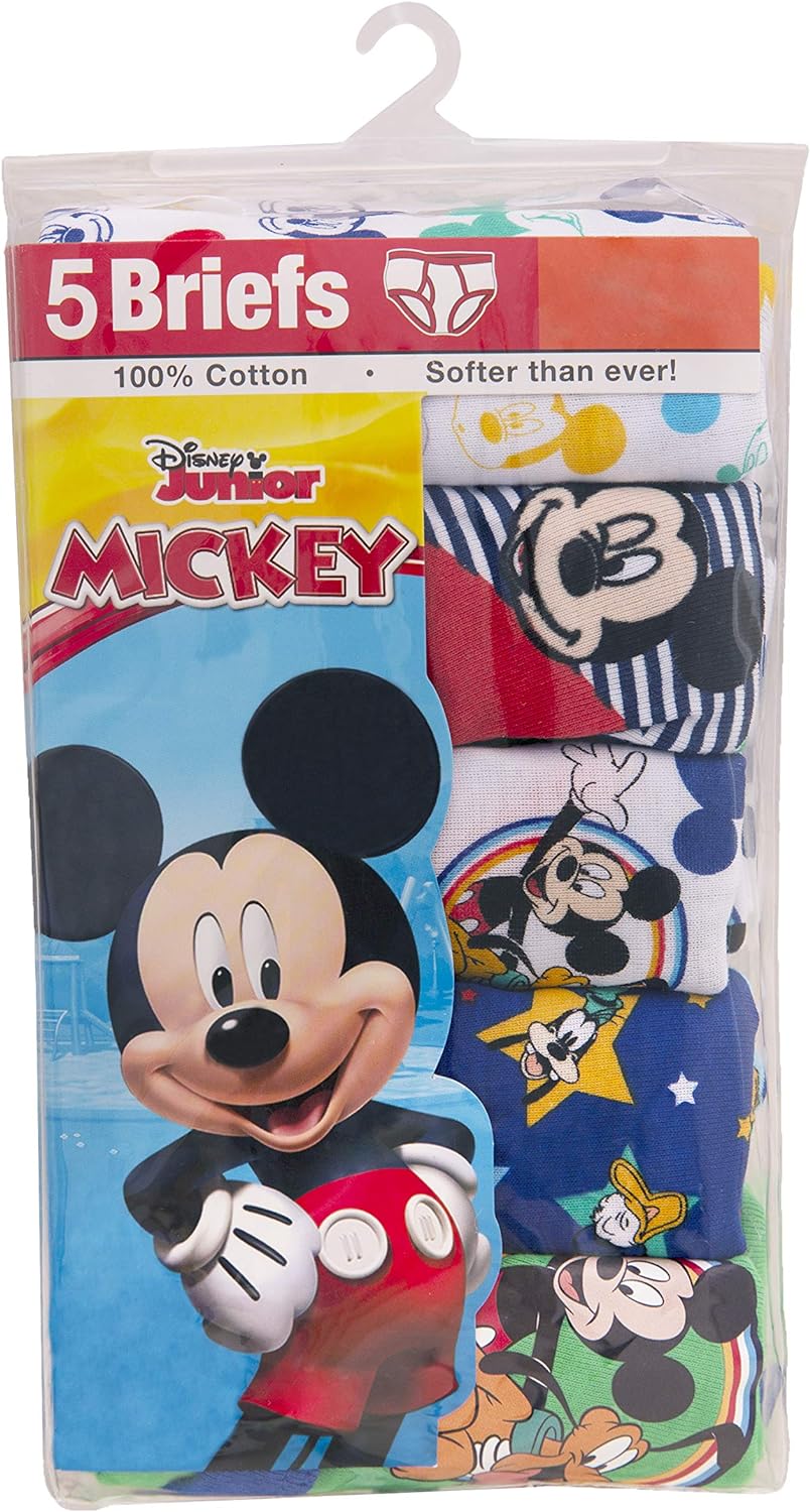 Disney Boys' Mickey Mouse 100% Combed Cotton Briefs Available in Sizes 2/3t, 4t, 4, 6 and 8