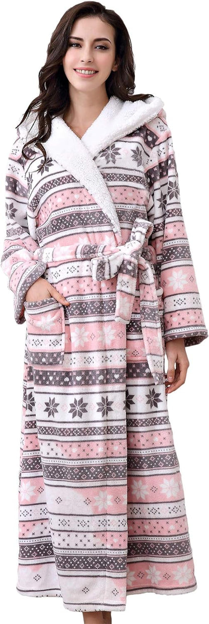 Richie House Women's Plush Soft Warm Fleece Bathrobe Robe RH1591