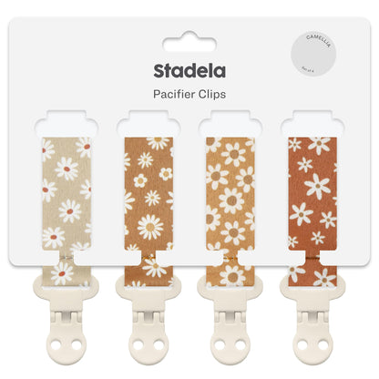 Stadela Baby Pacifier Clip Leash Soothie Holder Unisex for Girl or Boy 4 Pack Gift Set Universal Fit (Luna)