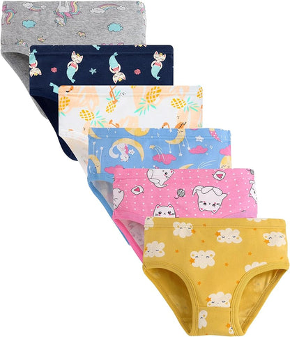 Finihen Toddler Girls Cotton Underwear Cute Print Briefs Little girls Panties Soft Multipacks