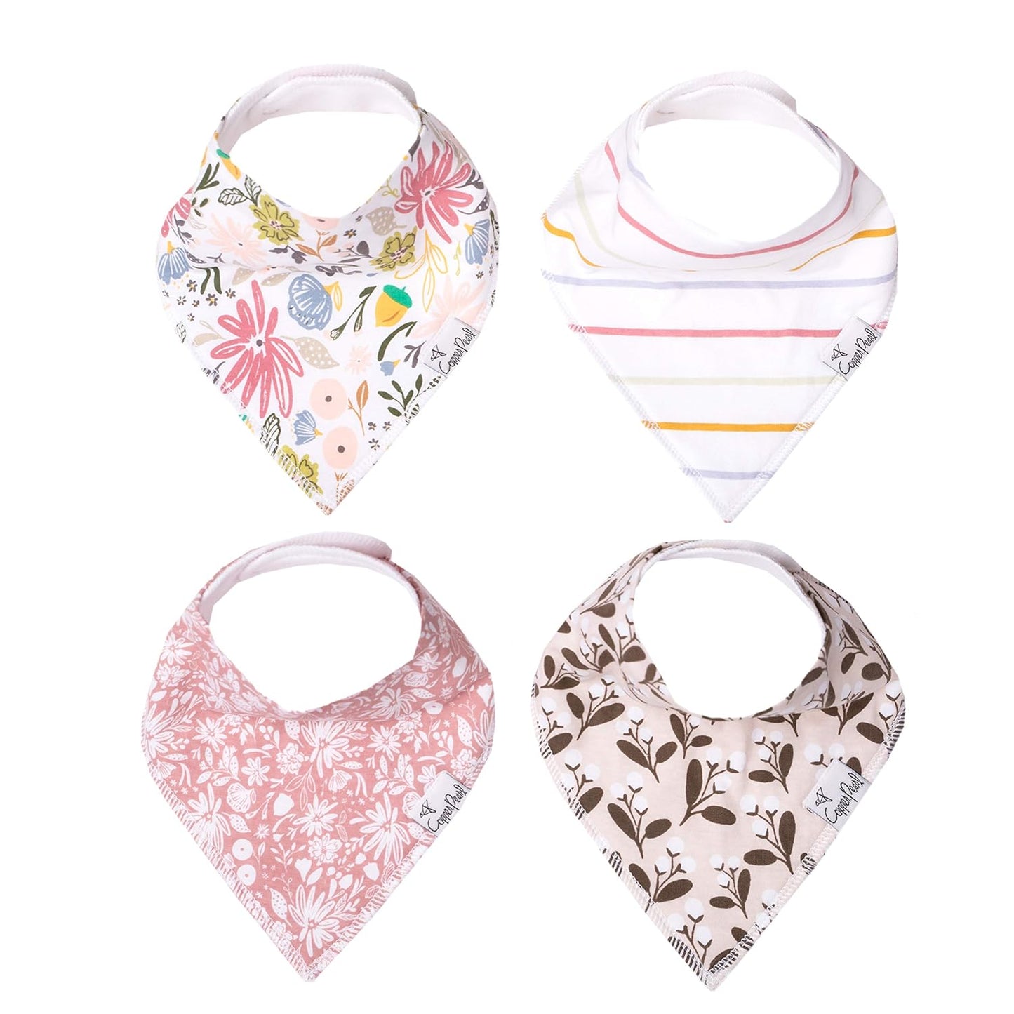 Copper Pearl Baby Bandana Drool Bibs for Drooling and Teething 4 Pack Gift Set “Autumn, Soft Set of Cloth Bandana Bibs for Any Baby Girl or Boy, Cute Registry Ideas for Baby Shower Gifts