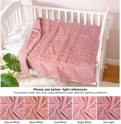 HOMRITAR Baby Blanket for Boys or Girls 3D Fluffy Fuzzy Blanket for Baby, Soft Warm Cozy Flannel Fleece Warm Blanket, Infant or Newborn Receiving Blanket (30x40inch, Cream)