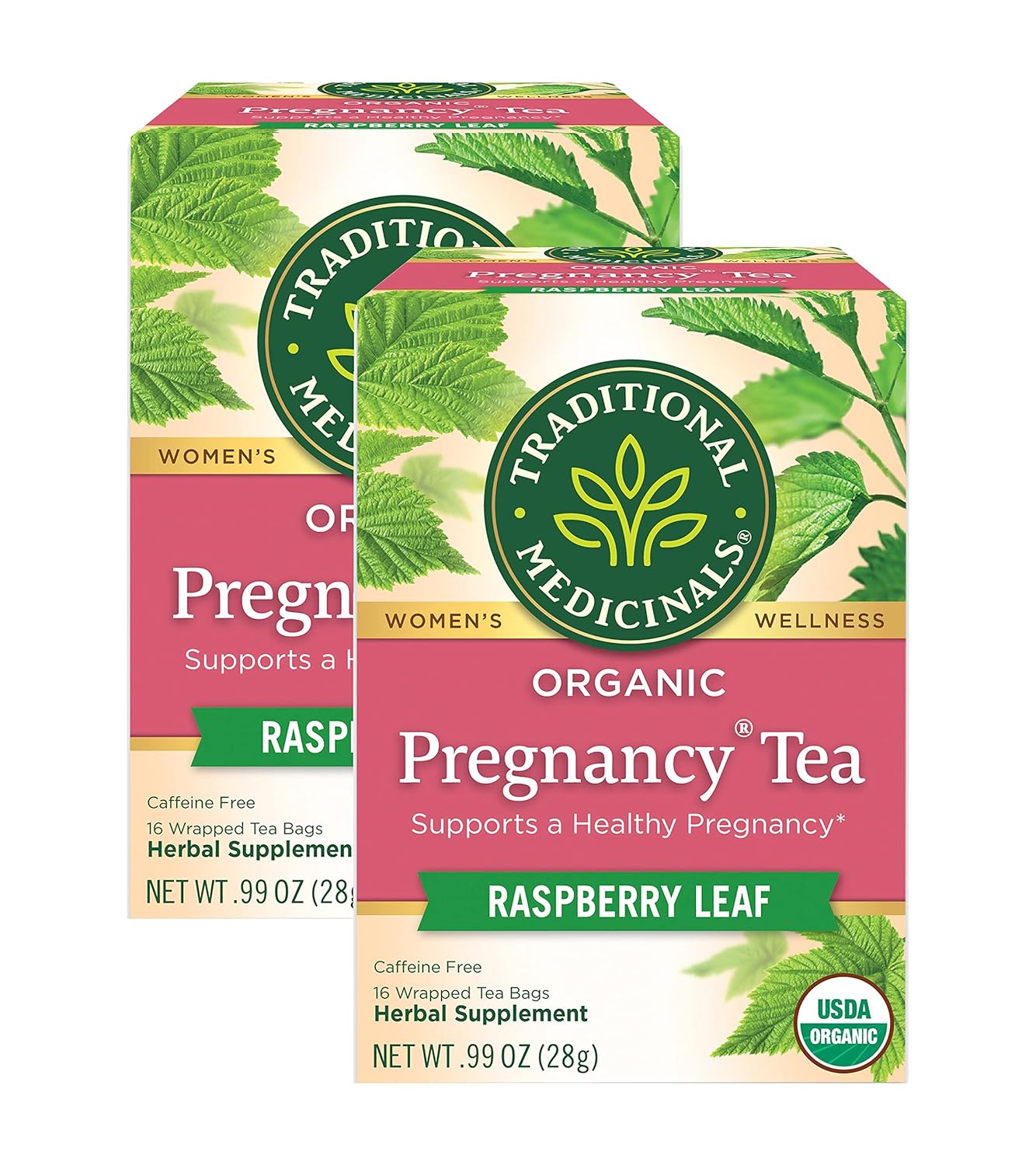 Traditional Medicinals Tea, Organic Raspberry Leaf, Eases Menstrual Cramps, Supports a Healthy Pregnancy, 96 Tea Bags (6 Pack)