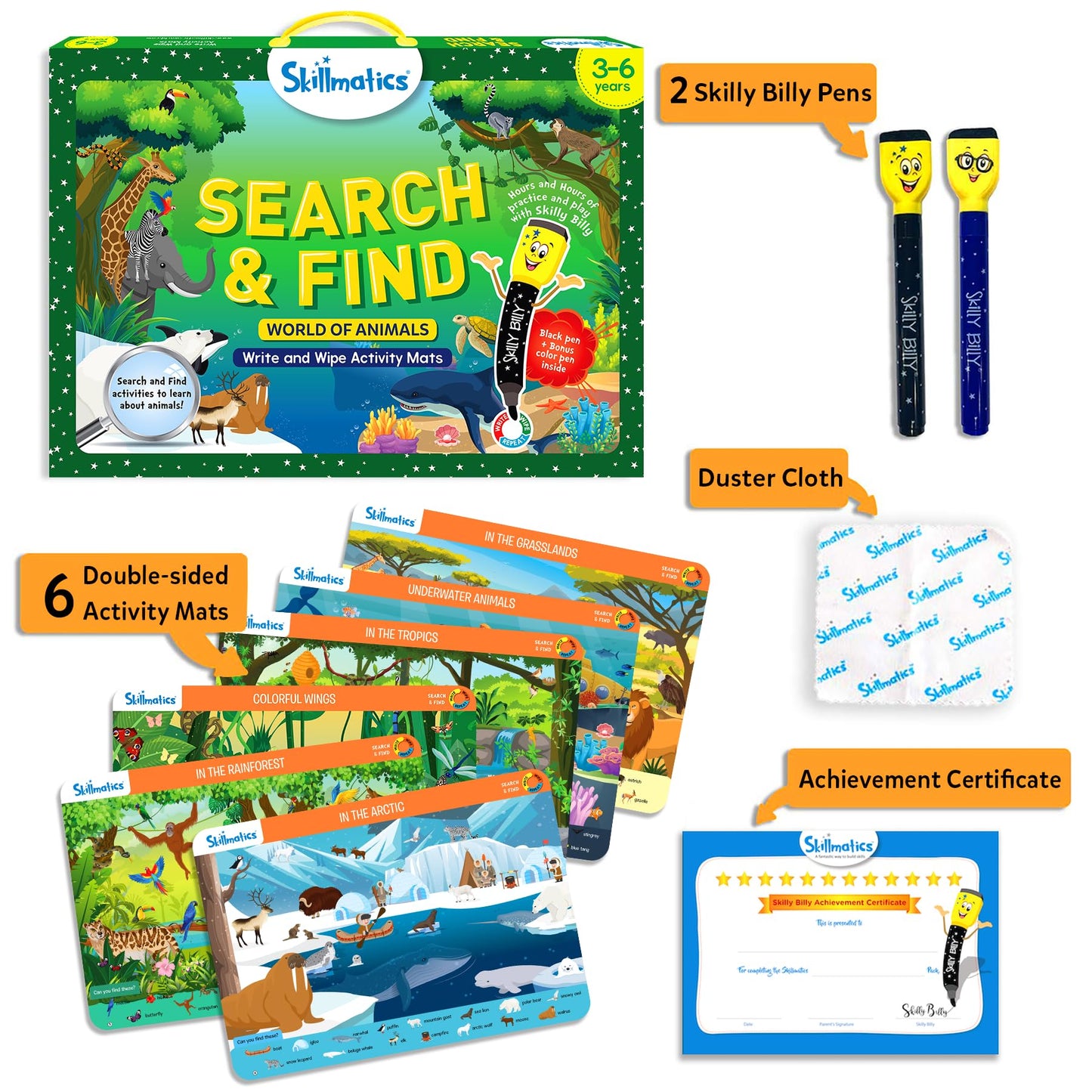 Skillmatics Preschool Learning Activity - Search and Find Megapack Educational Game, Perfect for Kids, Toddlers Who Love Toys, Art and Craft Activities, Gifts for Girls and Boys Ages 3, 4, 5, 6