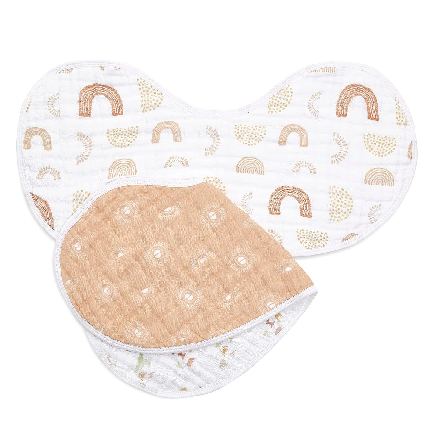 aden + anais Burpy Bib, 100% Cotton Muslin, Soft Absorbent 4 Layers, Multi-Use Burp Cloth and Bib, 22.5" X 11", 2 Pack, Trail Bloom Llamas