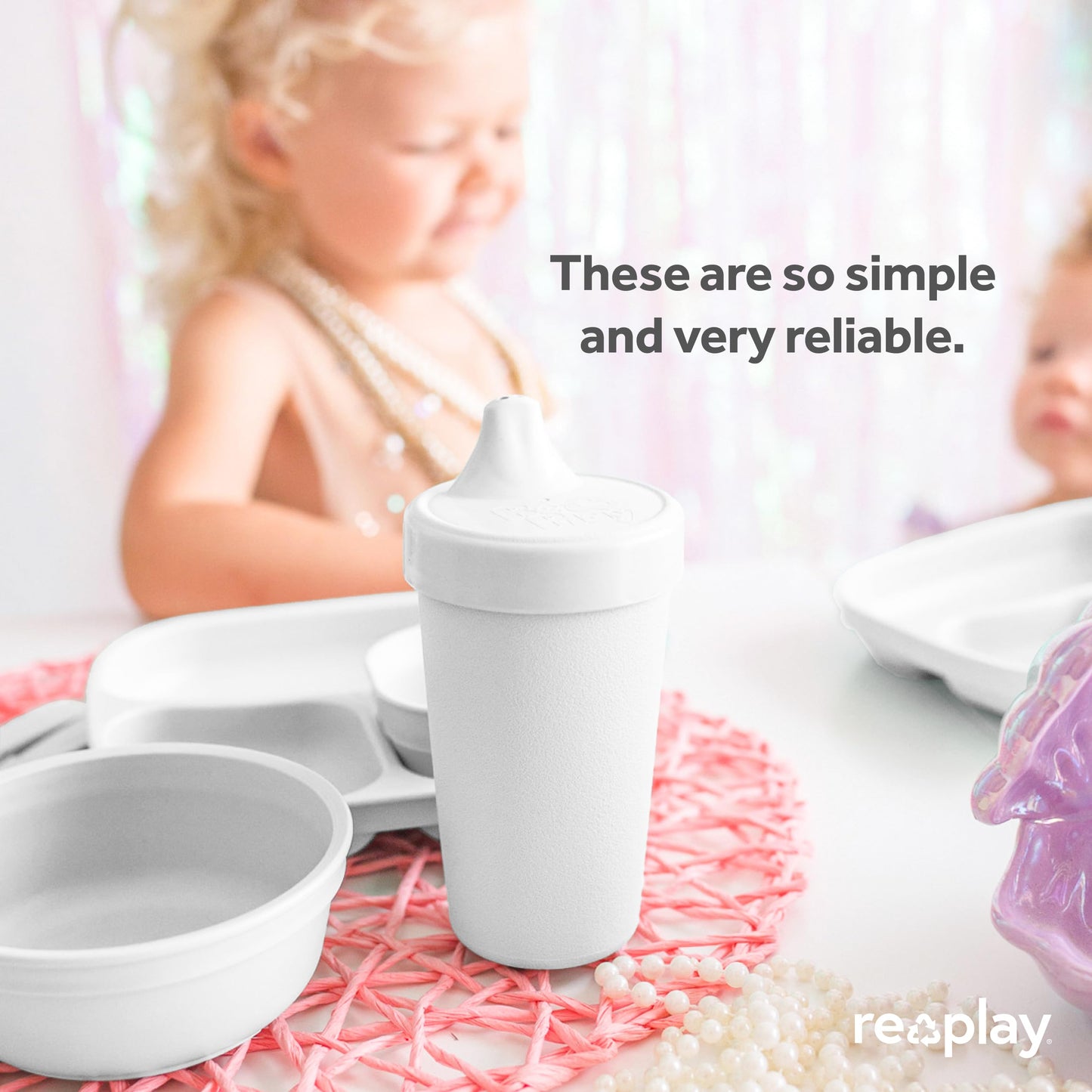 Re Play Made in USA 10 Oz. Sippy Cups for Toddlers (4-pack) Spill Proof Sippy Cup for 1+ Year Old - Dishwasher/Microwave Safe - Hard Spout Kids Cups with Lid 3.13" x 6.25" (Modern Mint)