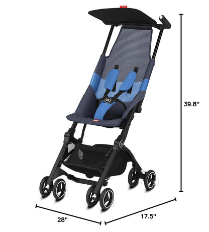 gb Pockit+ All-Terrain, Ultra Compact Lightweight Travel Stroller with Canopy and Reclining Seat in Velvet Black