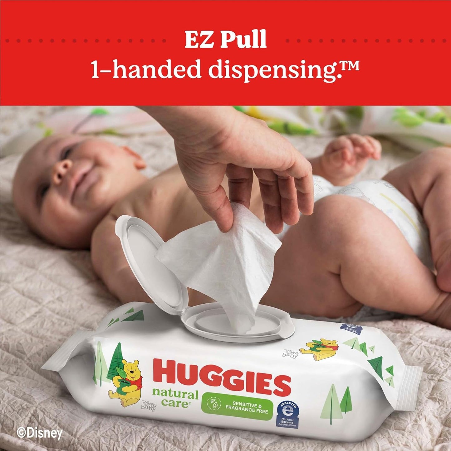 Huggies Natural Care Sensitive Baby Wipes, Unscented, Hypoallergenic, 99% Purified Water, 12 Flip-Top Packs (768 Wipes Total), Packaging May Vary