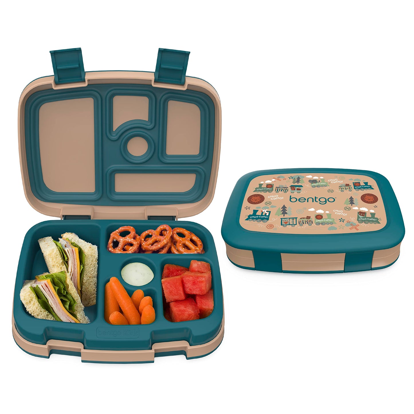 Bentgo® Kids Prints Leak-Proof, 5-Compartment Bento-Style Kids Lunch Box - Ideal Portion Sizes for Ages 3 to 7 - BPA-Free, Dishwasher Safe, Food-Safe Materials - 2023 Collection (Friendly Skies)…