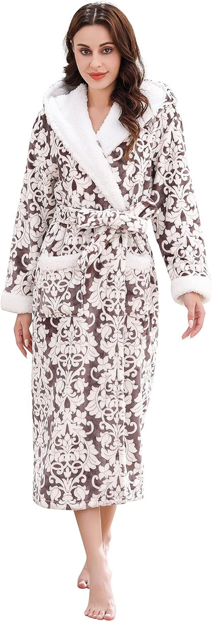 Richie House Women's Plush Soft Warm Fleece Bathrobe Robe RH1591