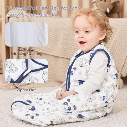 Yoofoss Baby Sleep Sack 0-6 Months Wearable Blanket for Babies 100% Cotton 2-Way Zipper TOG 0.5 Toddler Sleeping Sack 3 Pack, Comfy Lightweight Sleep Sacks