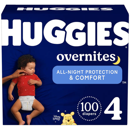 Huggies Overnites Size 3 Overnight Diapers (16-28 lbs), 132 Ct (2 Packs of 66), Packaging May Vary