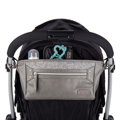 Itzy Ritzy Adjustable Stroller Caddy / Organizer - Stroller Organizer Bag Featuring Front Zippered Pocket, 2 Built-In Interior Pockets & Adjustable Straps to Fit Nearly Any Stroller (Coffee and Cream)