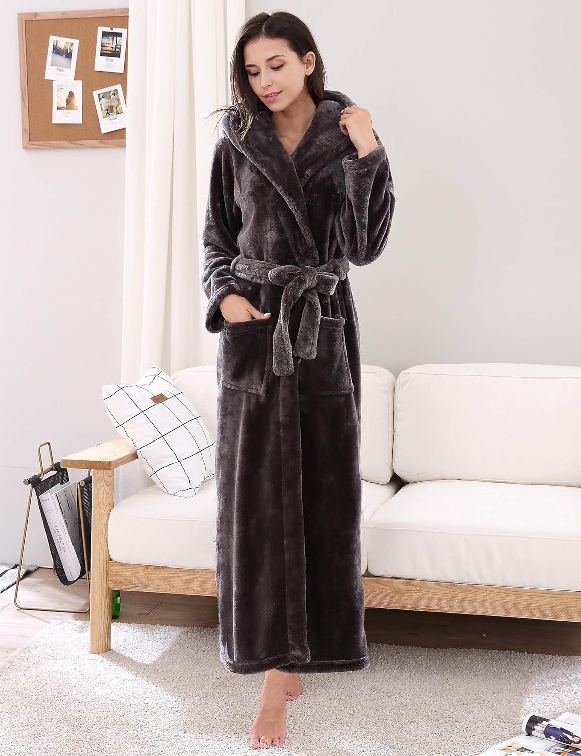 Richie House Women's Plush Soft Warm Fleece Bathrobe Robe RH1591