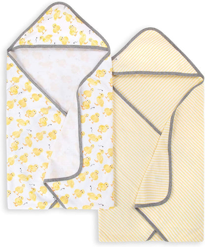 Burt's Bees Baby - Hooded Towels, Absorbent Knit Terry, Super Soft Single Ply, 100% Organic Cotton (Hello Moon!, 2-Pack)