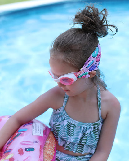 SPLASH SWIM GOGGLES with Fabric Strap - Pink & Purples Collection | Fun, Fashionable, Comfortable - Adult & Kids Swim Goggles