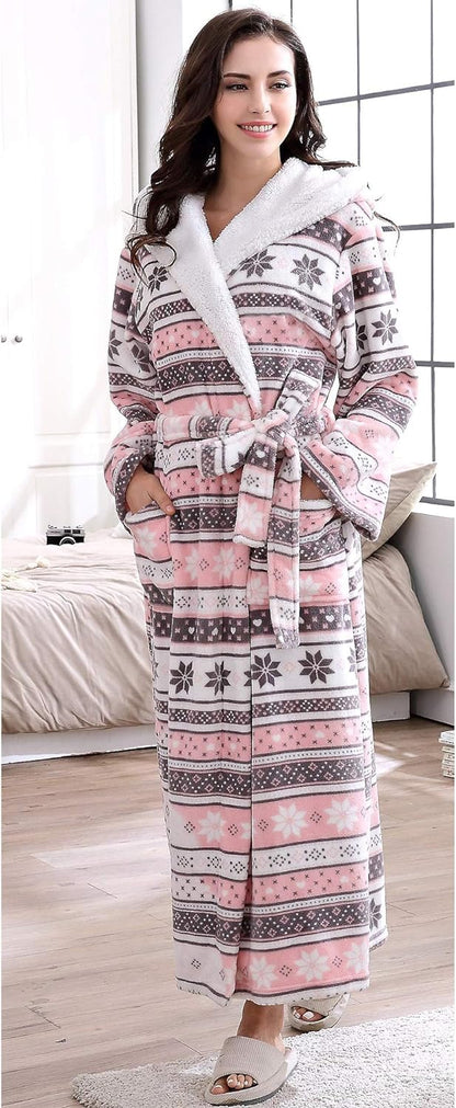 Richie House Women's Plush Soft Warm Fleece Bathrobe Robe RH1591