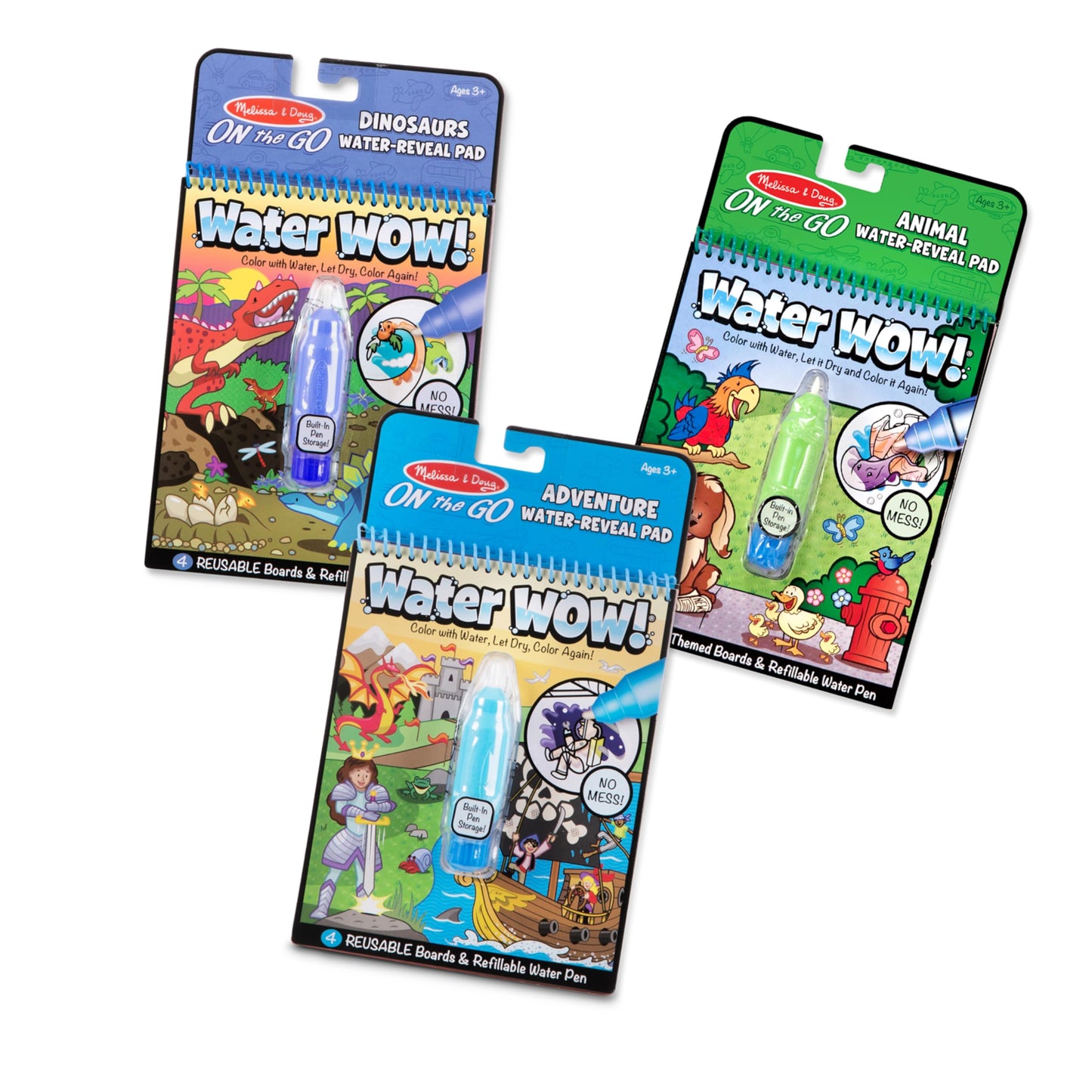 Melissa & Doug Water Wow! - Water Reveal Pad Bundle - Farm, Safari & Under The Sea, Gold, 1 Count (Pack of 3)