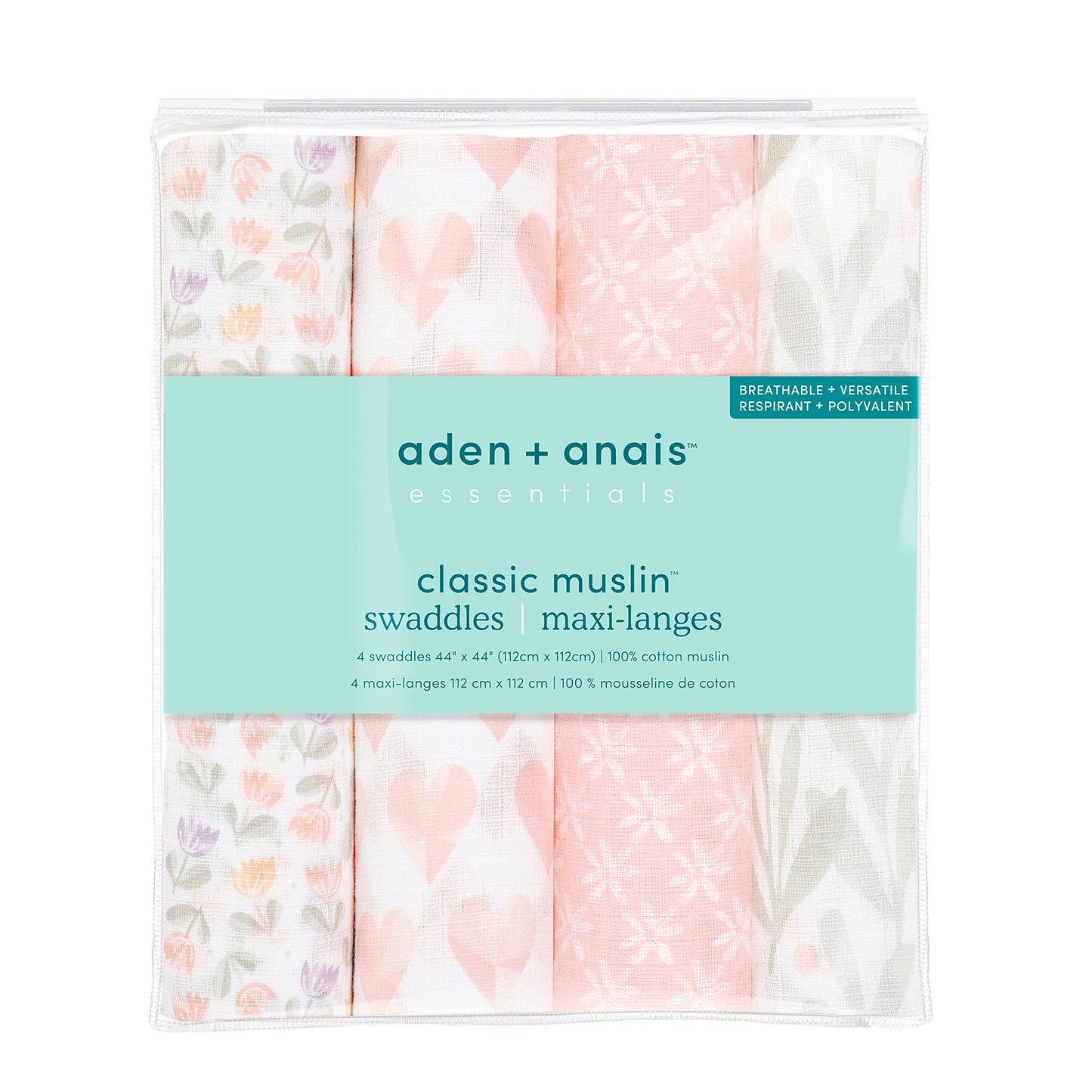 essentials cotton muslin swaddle 4-pack